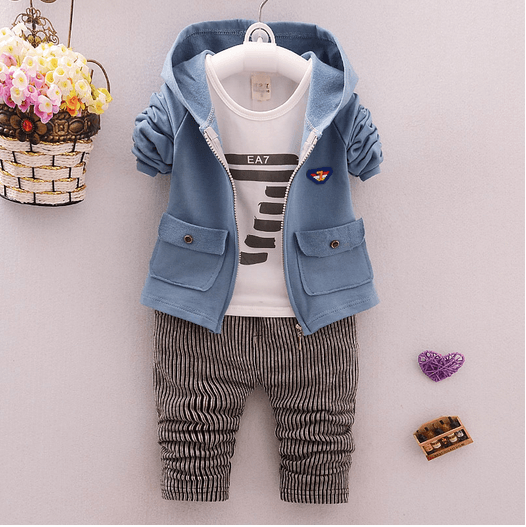 spring and autumn new boys and girls zipper striped trousers suit children's suit - TOYCENT 