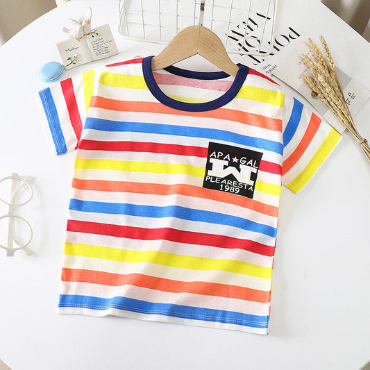 Children's Short-sleeved T-shirt cotton Baby Half-sleeved Bottoming Shirt - TOYCENT 
