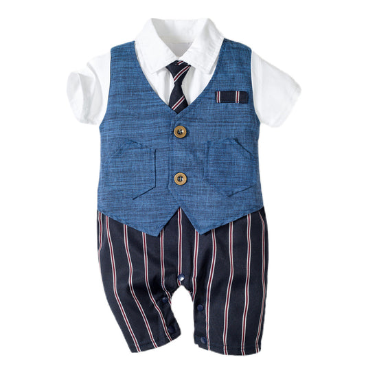 Infant Boy Baby Gentleman Outing Clothes One-Piece Suit Romper