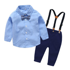 Boys Gentleman Bib Pant Suit Long Sleeve Bow Tie - TOYCENT 