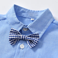 Boys Gentleman Bib Pant Suit Long Sleeve Bow Tie - TOYCENT 