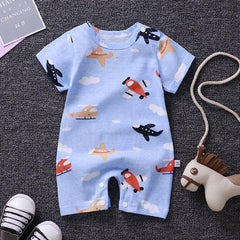 Baby One-Piece Clothes Baby Print Short-Sleeved Romper Bag Fart Suit - TOYCENT 