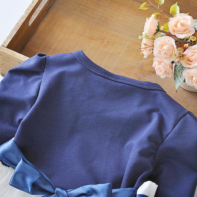 Flower bow long sleeve dress - TOYCENT 