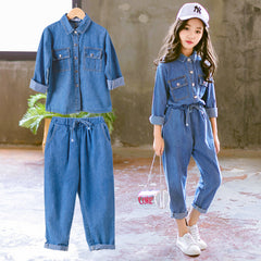 Two-piece Spring And Autumn Girl Big Boy Cowboy Suit