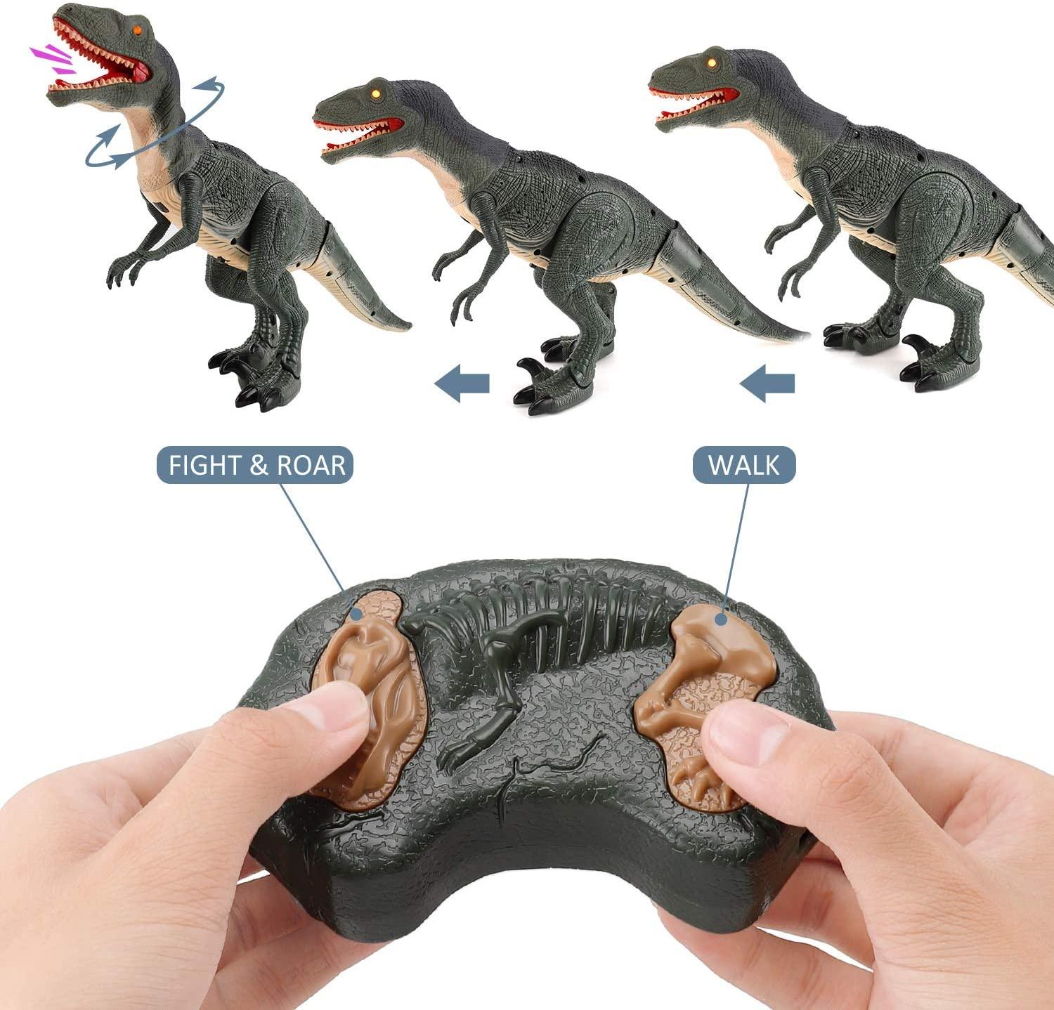 Remote Control R C Walking Dinosaur Toy With Shaking Head,Light Up Eyes & Sounds ,Velociraptor,Gift For Kids Amazon Platform Banned - TOYCENT 