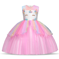 Princess Dress Children Fluffy Yarn Flower Girl Piano Costume