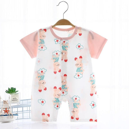 Baby One-piece Summer Thin Baby Short Sleeve Jumpsuit Pure Cotton - TOYCENT 