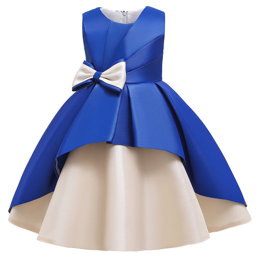 Children's Dress Big Bow Sleeveless A-line Skirt New Color Matching Evening Dress Piano Performance Dress Cute Princess Skirt