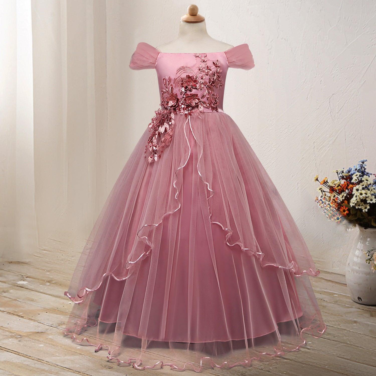 One-shoulder Princess Flower Dress Costume - TOYCENT 