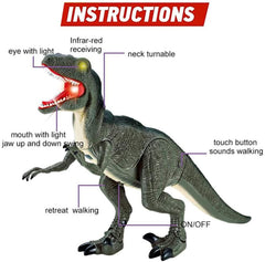 Remote Control R C Walking Dinosaur Toy With Shaking Head,Light Up Eyes & Sounds ,Velociraptor,Gift For Kids Amazon Platform Banned - TOYCENT 