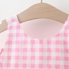 Baby Girl Plaid Skirt Fashion Girl Skirt Free Straw Hat - TOYCENT 
