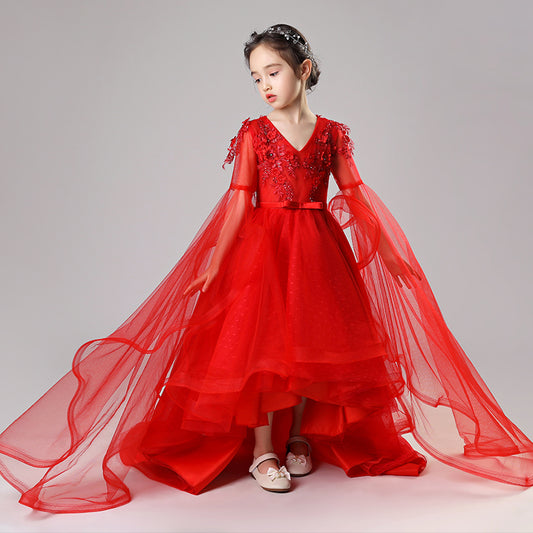 Children's Princess Dress Girls Fluffy  Model Catwalk Performance Clothes